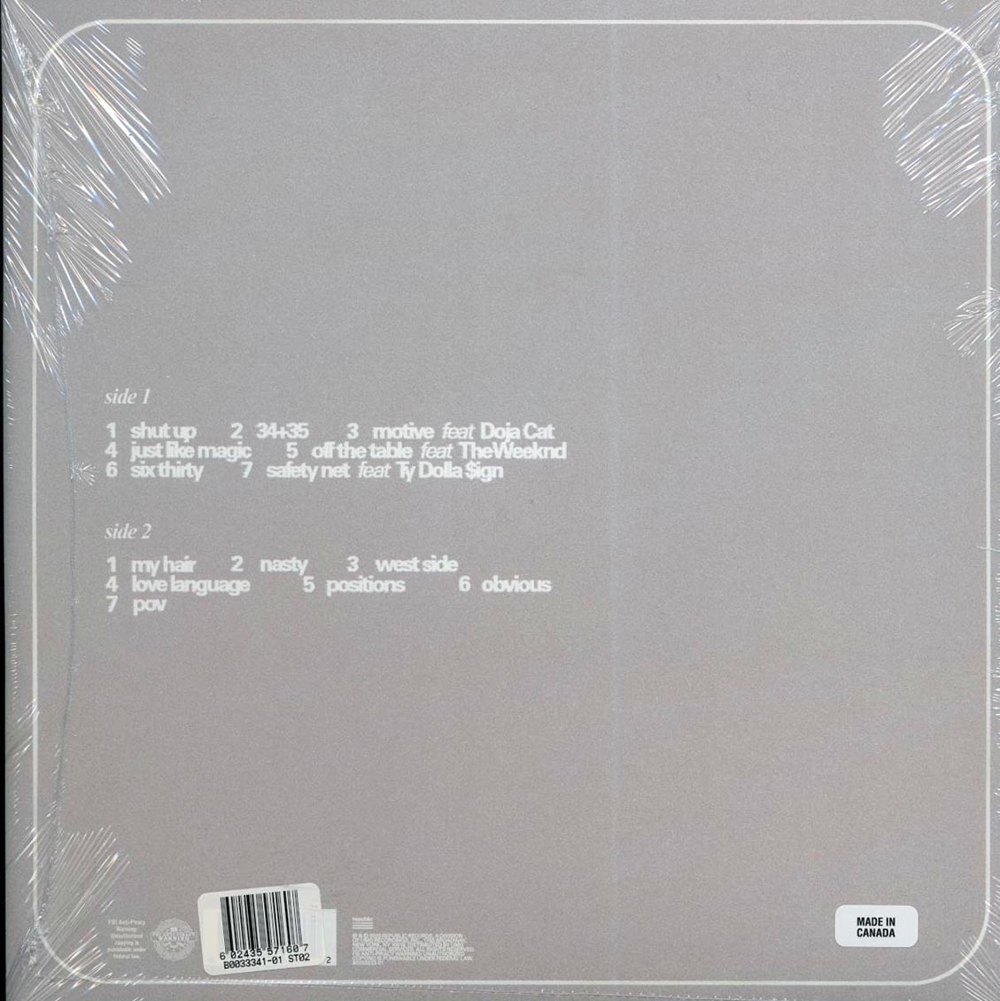 Ariana Grande – Positions (LP Ltd. Spring Green Vinyl Record) rear