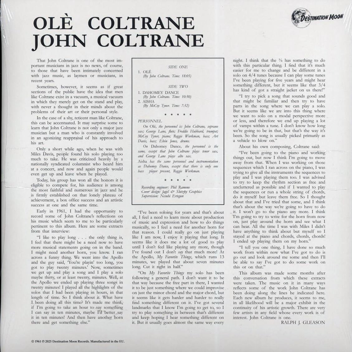 John Coltrane - Ole (Limited Edition Clear Vinyl LP) rear