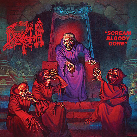 Death - Scream Bloody Gore (Foil Jacket - Violet, White and Red Merge with Splatter) Vinyl Record