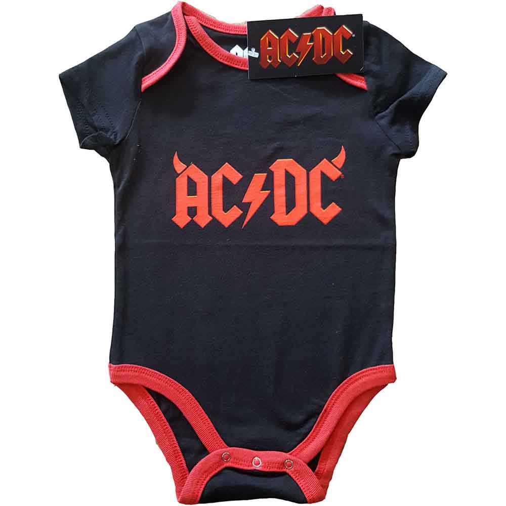AC/DC Horns Baby One-Piece – Official Black Rock Bodysuit – Heathen Records