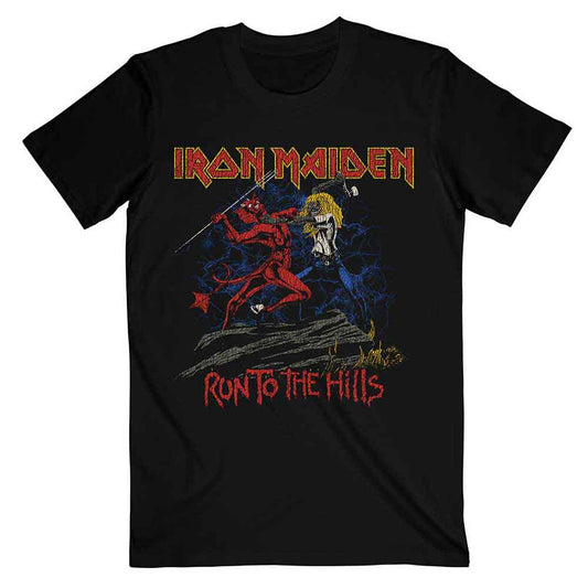 Iron Maiden - Run To The Hills T-Shirt (Distressed Black)