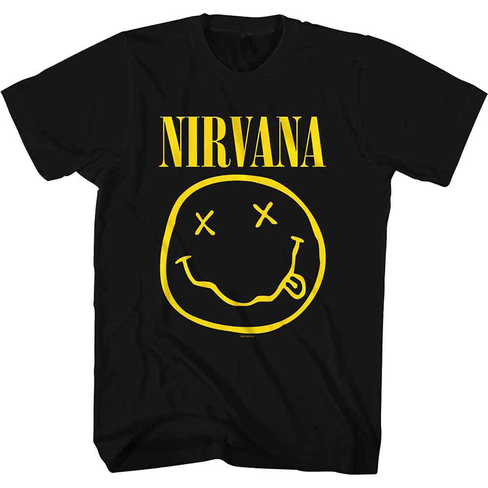 Nirvana - Yellow Happy Face T-Shirt (Black)