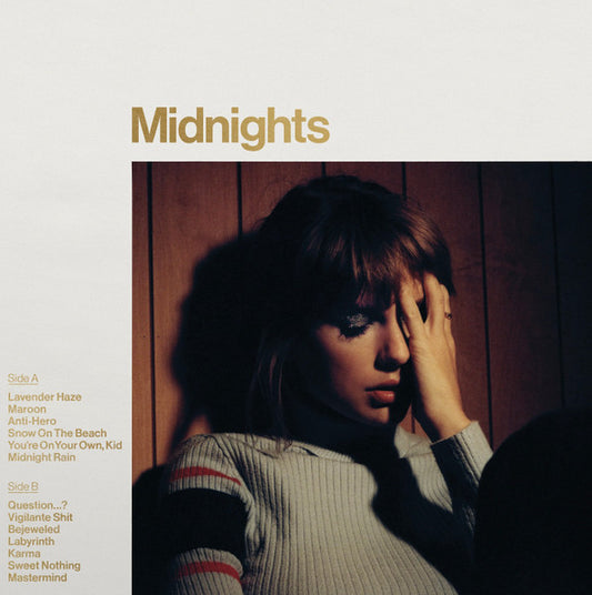 Taylor Swift - Midnights (LP) (Mahogany Edition, Marbled Colored Vinyl Record, 1 of 4 covers, lyric booklet with photos) front