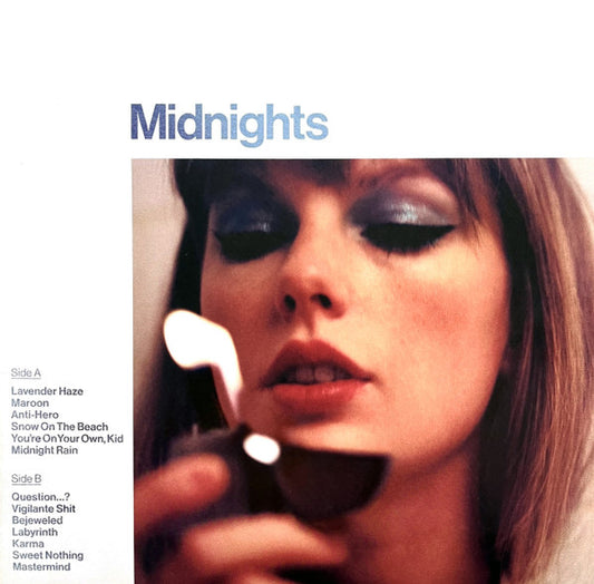 Taylor Swift - Midnights (LP) (Moonstone Blue Colored Vinyl Record, 1 of 4 covers, lyric booklet with photos) front