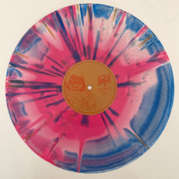 Death - Leprosy (Foil Jacket - Pink, Whit and Blue Merge with a Splatter) Vinyl Record vinyl