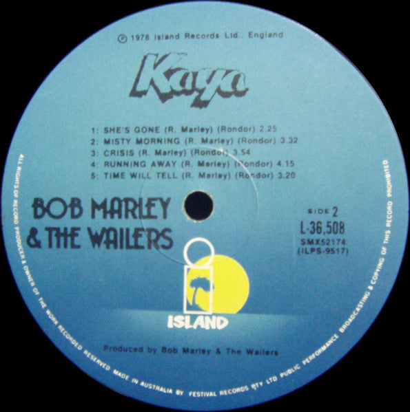 Bob Marley and the Wailers - Kaya (First Pressing) Vinyl Record label 2