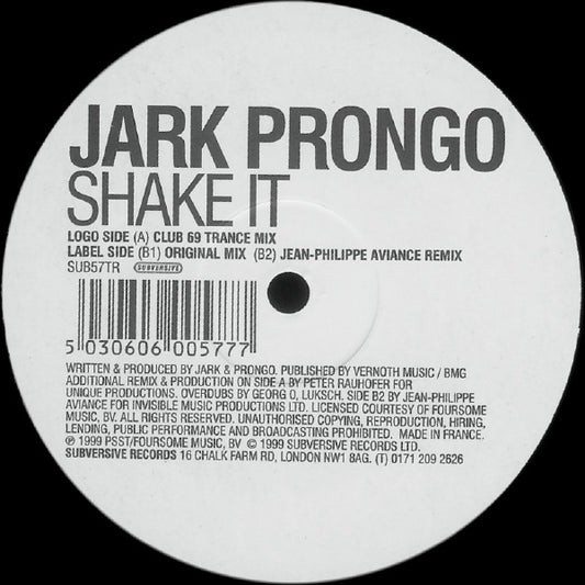 Jark Prongo - Shake It (12") (Subversive) Vinyl Record label 1