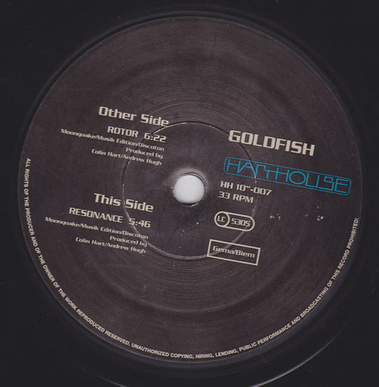 Goldfish - Rotor (10") (Harthouse Germany) Vinyl Record label 1