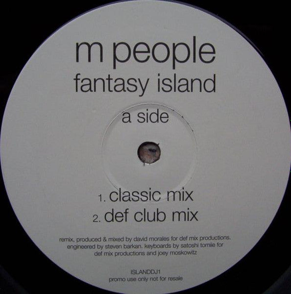 M People - Fantasy Island (12", Promo) Vinyl Record label 1