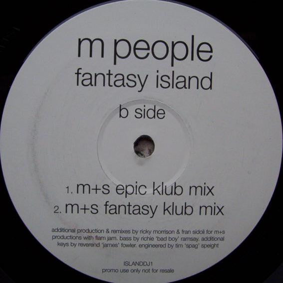 M People - Fantasy Island (12", Promo) Vinyl Record label 2