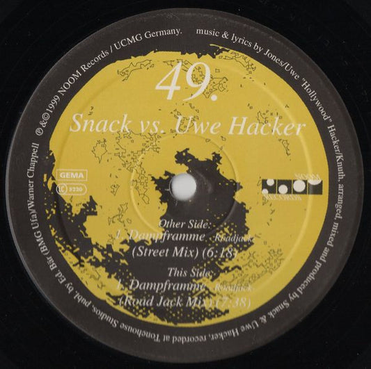 Snack vs. Uwe Hacker - Dampframme - Roadjack (12") Vinyl Record (Noom Records) Label 1