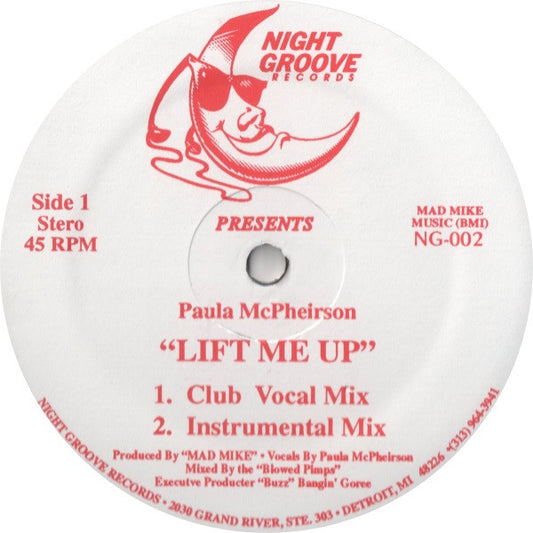 Paula McPheirson - Lift Me Up (12") (Night Groove Records) Vinyl Record label 1