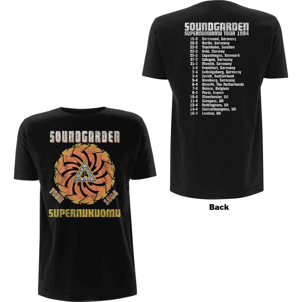 Soundgarden - Superunknown Tour '94 T-Shirt (Black with Back Print) front and back